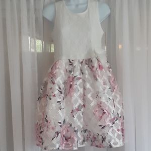 Pink and white floral tulle with lace tank